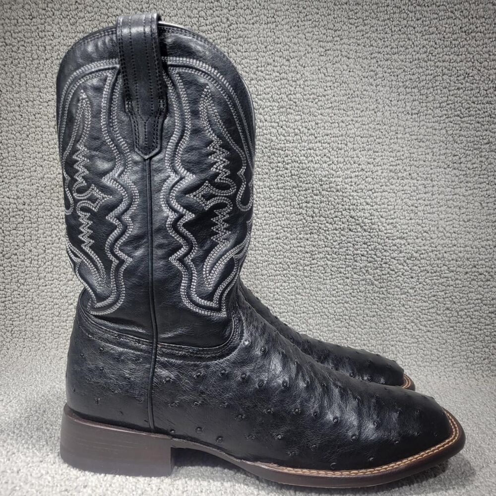 Tecovas The Emmit 2 Men's US Size 12D Midnight Black Ostrich Cowboy Boots